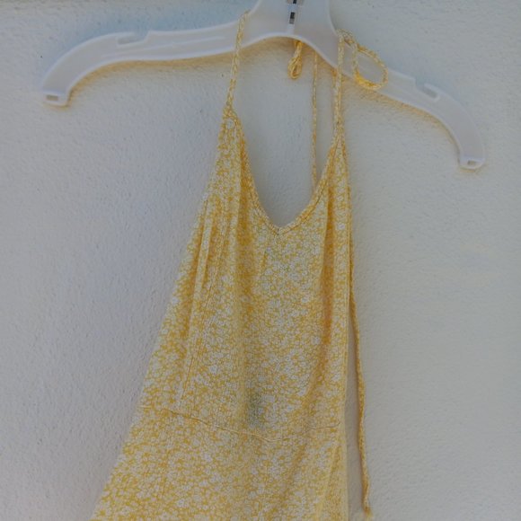 Yellow Ditsy 90s StyleFloral Shorts Romper Size S Festival Summer Beach Vacation - Picture 2 of 15